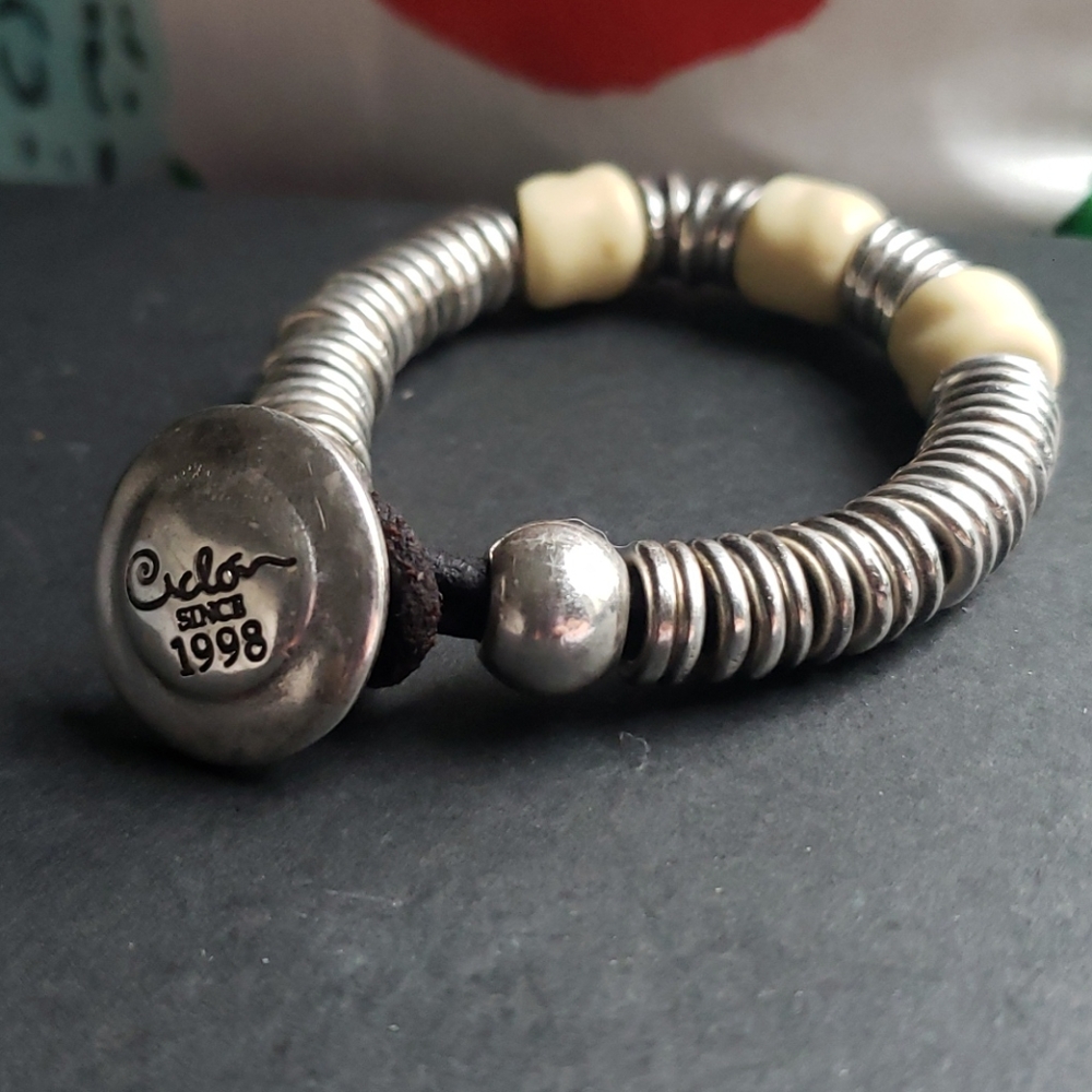 Silver Plated Button Toggle Bracelet - image 1